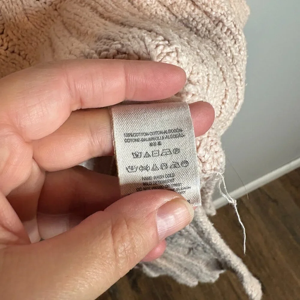 Free People Easy Cable V Neck Sweater in Champagne